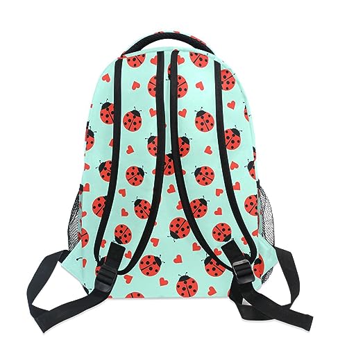 Ladybug Little Hearts Backpack Water-Resistant Lightweight Bookbags Travel Bag with Mesh Side Pockets4