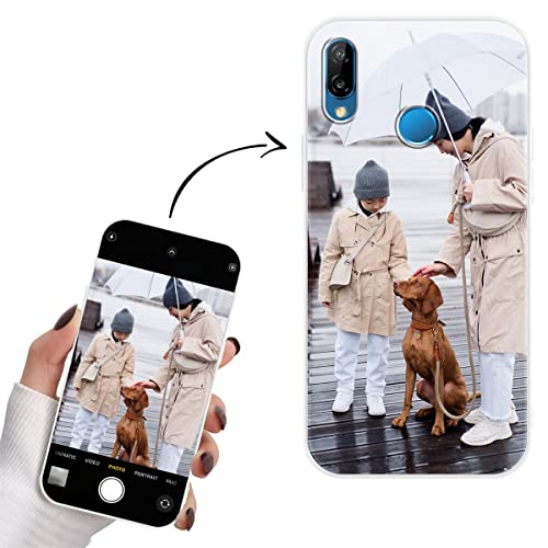 Yoedge Cover Personalizzata per Huawei P20 Lite 5,84' Personalizzato con Foto Immagine Testi Disegni Custodia Personalizzabile Regalo Album Personalizzabili Nero Bianco per Huawei P20 Lite