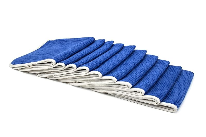 Toalha de Microfibra para Vidros e Espelhos Autofiber No Streak Freak, Trama Waffle, Azul, 40,6 x 40,6 cm, Kit com 10