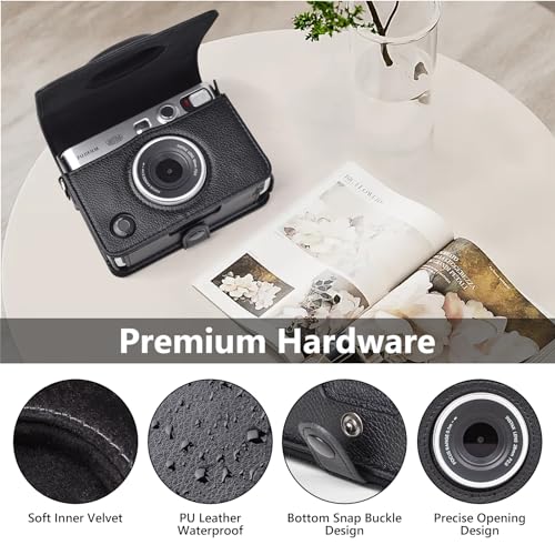 Funda para cámara Instax Mini EVO de PU cuero negro miniatura 3