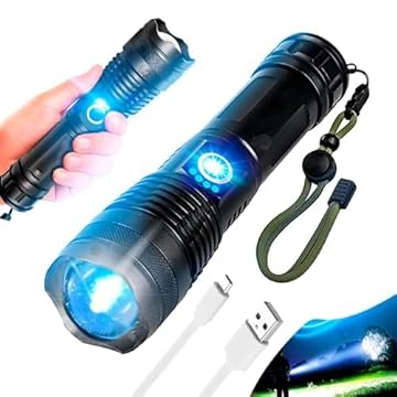 Lanterna Recarregável P50 Led De Alta Densidade, Tática Militar T9, Potente 1200 Lumens 3 Modos de Iluminação, Zoom Ajustável, Resistente, Longo Alcance, Caça, Pesca, Segurança, Emergência, Trilha.