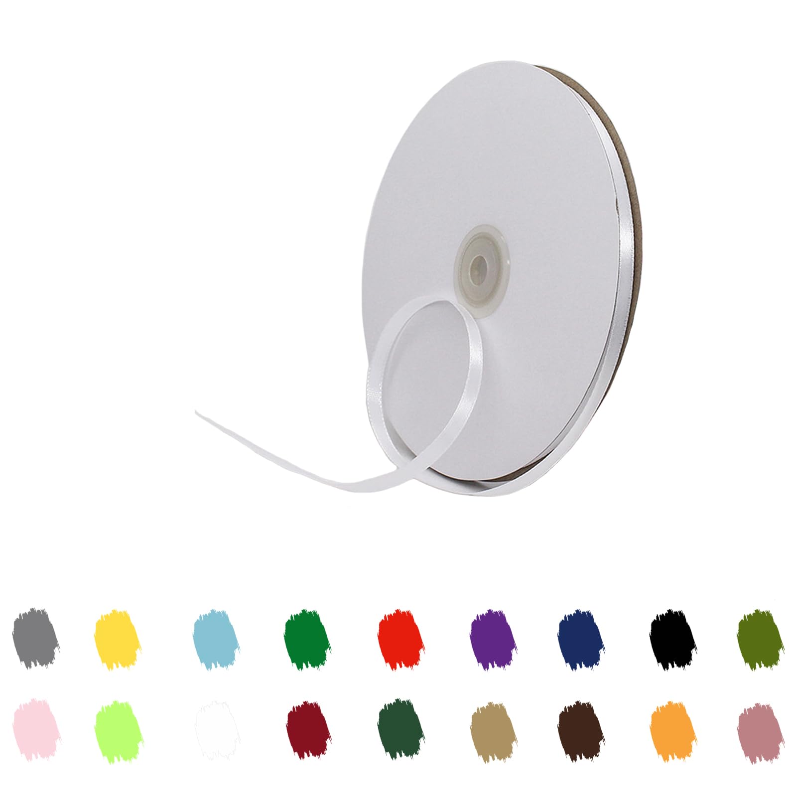 White Ribbon 6mm for Gift Wrapping 91M,White Satin Ribbon 6mm Thick Fabric Ribbon for Crafting Cake Ribbon,Hair Bow,Polyester Christmas Decoration,Wedding Car Decor