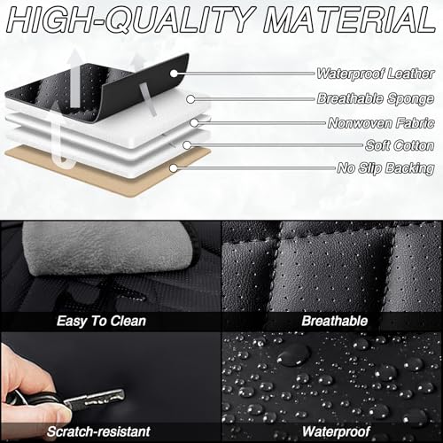 Image of Car Seat Covers for Chevrolet Equinox 2005-2026, Premium Nappa Leather Waterproof & Anti-Slip, Full Coverage Customized fit Chevrolet Equinox Seat Covers Front Set (2 Seats Luxury,Black)