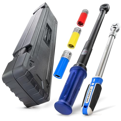 HASKYY Radwechsel Set Drehmomentschlüssel 1/2 40-210Nm mit Teleskopratsche 460-610mm 768Nm inkl. Schlagnüsse Satz SW 17, 19, 21 KFZ Industrie Motorrad Auto
