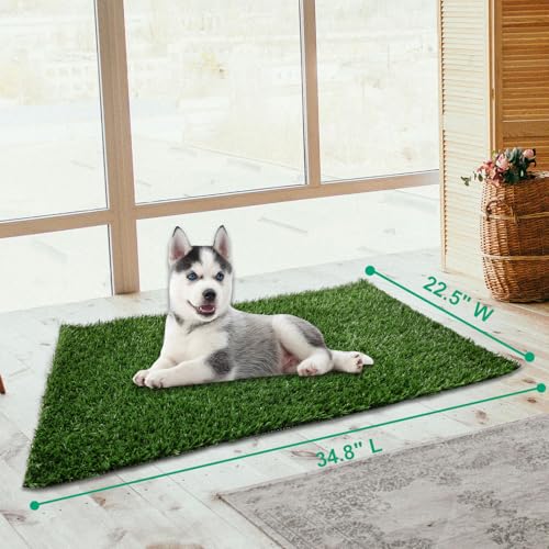 Image of Dog Grass Mat, Synthetic Turf for Indoor /Outdoor Puppy Potty Training Durable, Drainable & Easy-Clean Pet Bathroom Mat for Small to Large Dogs Grass Only (34.6 inchx22.5 inch)