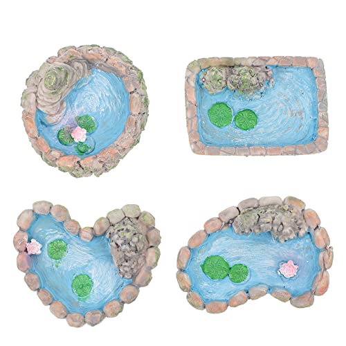 YARNOW 4 Pz minipiscina miniature miniatura Mini stagno decorativo arredamento di muschio decorazioni per accessori per acquari ornamenti da giardino delle fate artigianato in resina