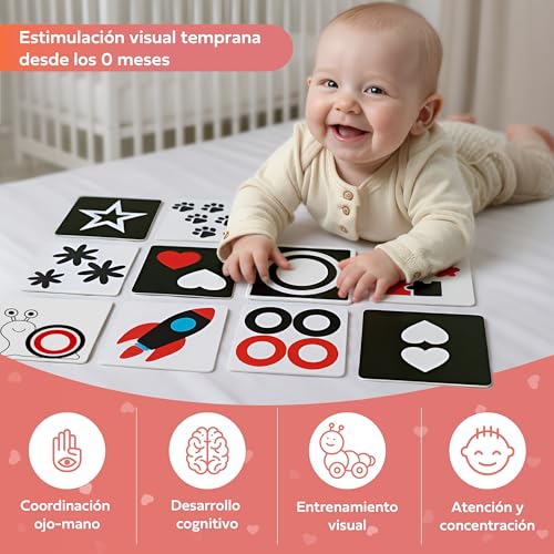 The Baby Sign Academy – Cartões de estimulação precoce bebé de 0 a 36 meses – Flashcards desenvolvimento cognitivo – brinquedo crianças – 90 cartões de alto contraste e imagens reais. Aprendizagem de