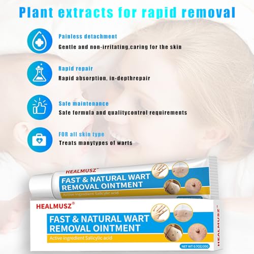 Image of HEALMUSZ Wart Remover Cream, Fast Acting Gel Wart Remover Freeze Off Ointment for Warts, Plantar Warts, Common Warts, Flat Warts, Corns, Calluses- All Skin Type