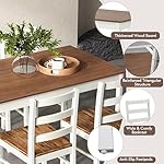 Giantex Dining Table Set for 4, Solid Wood Rectangular Table & 4 Chairs, 5 Pieces Farmhouse Dinette Set wtih Rubber Wood Legs, Space-Saving Kitchen Table Set for Kitchen Dining Room (Rustic Brown) - Image 4