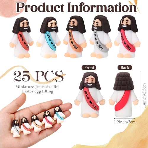 image for Bememo 50 Pcs Mini Jesus Figures Easter Jesus Loves You Christ Toys Li