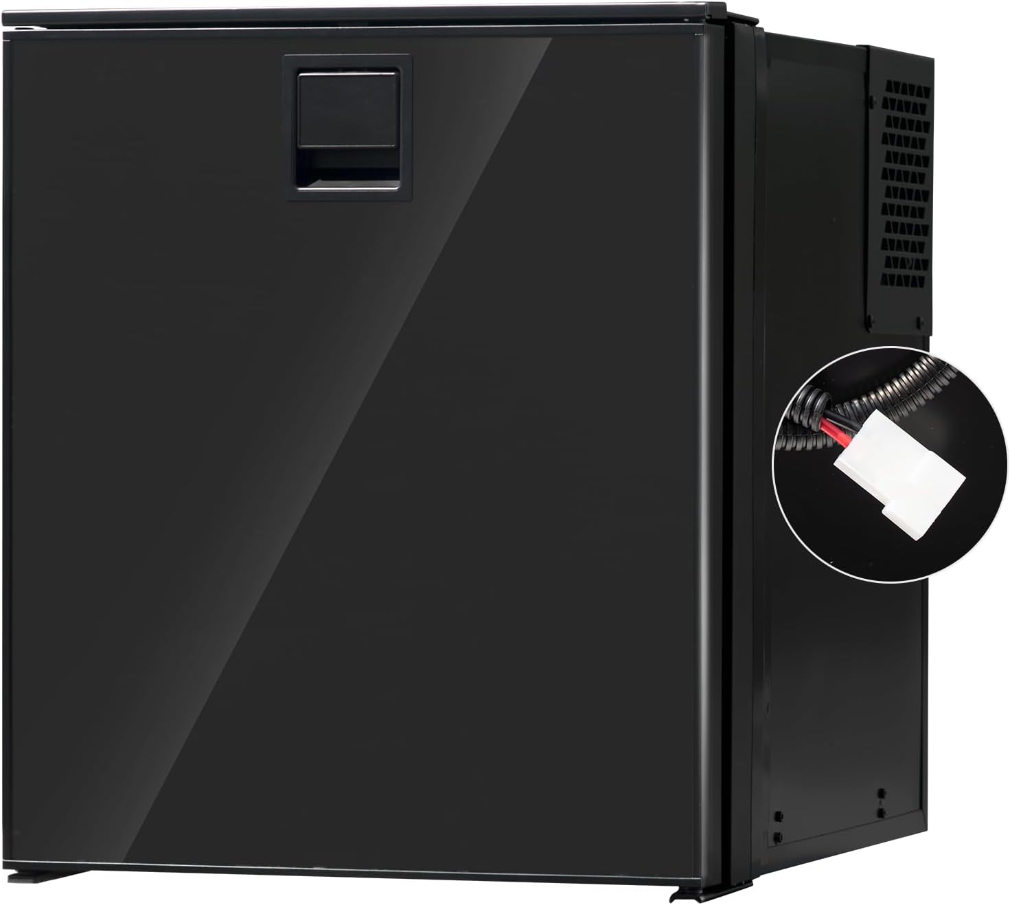 Smad 12V RV Refrigerator, 3.0 Cu.Ft. Car Refrigerator with Led Light, Reversible Door, Recessed Handle, Traval Fridge for Truck, RV, SUV, Van, Boat, Camping, Black, DC 12V/24V