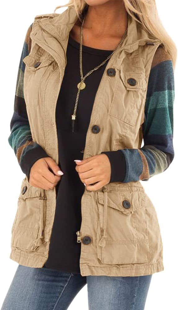 Koodred Women's Casual Military Utility Vest Lightweight Sleeveless Drawstring Jackets with Pockets - Image 2