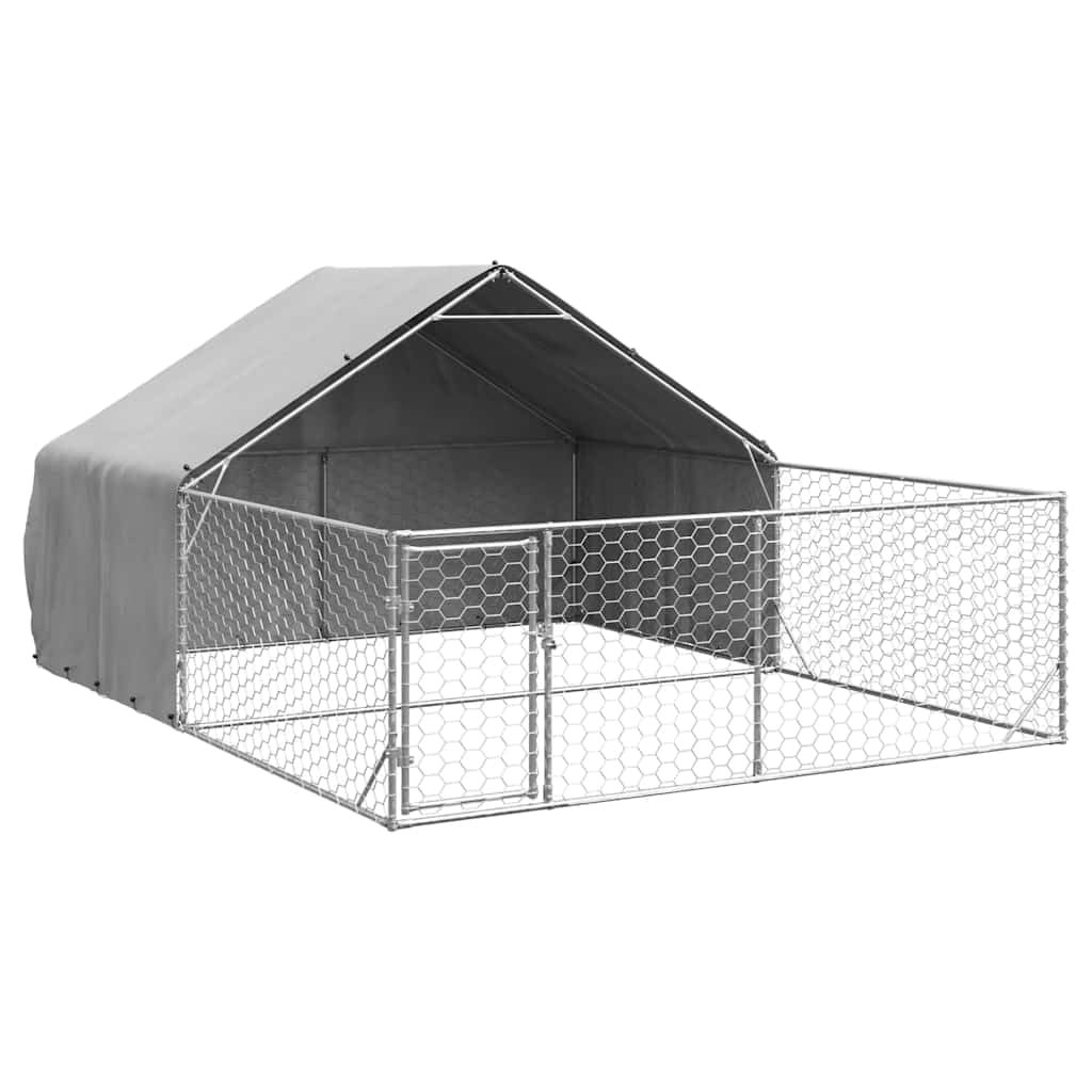 Homgoday Arredo Cuccia per Cani da Esterno con Recinto 5x3x1,9m Acciaio Zincato,Arredo Gabbia Cane Gabbia per Cani da Interno Kennel per Cani Gabbie per Cani Recinto per Cani da Esterno
