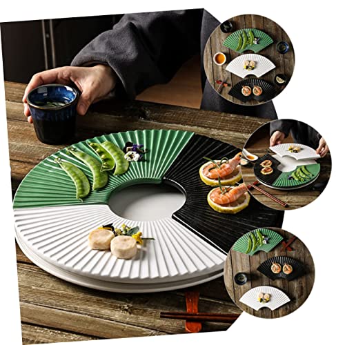 Plato decorativo japonés para sushi de cerámica blanco miniatura 4