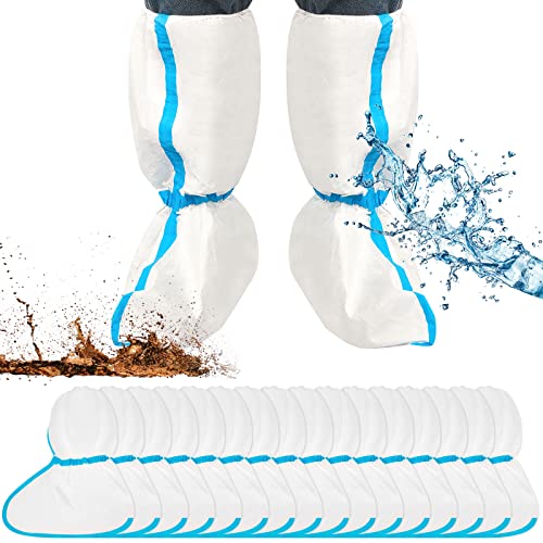Best Boots for Spraying Chemicals: Top Picks & Protection 10 Heentan 8 Pairs Hazmat Boot and Shoe Covers Disposable Plastic Long Boot Covers Waterproof Rain Shoe for Men and Women, White