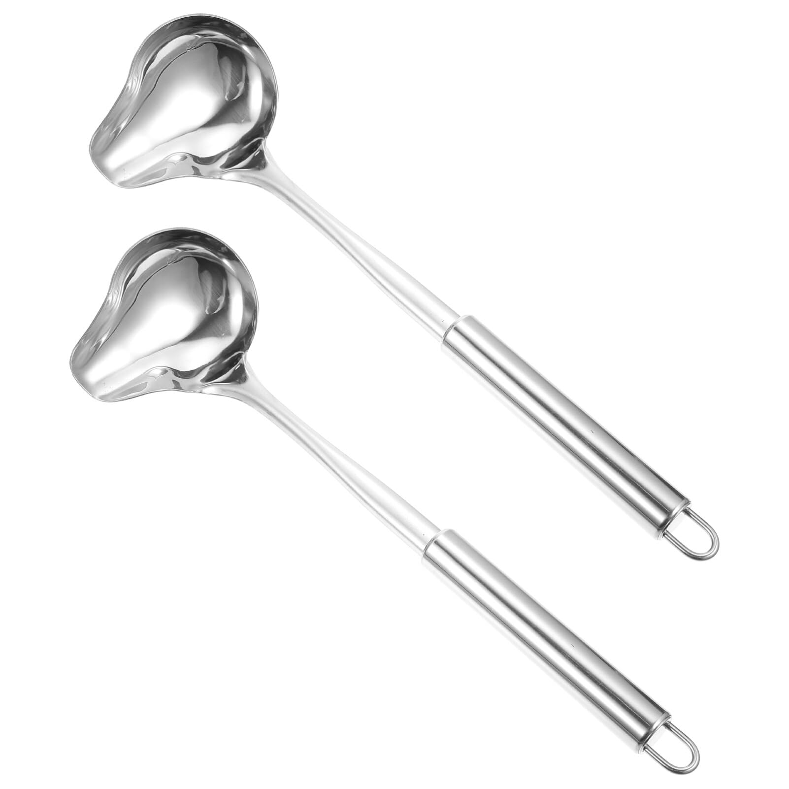 Artibetter 2pcs Stainless Steel Saucier Drizzle Spoon with Spout Duckbills Sauce Spoons Serving Soup Ladle Kitchen Utensil for Spooning Gravies Sauces Dressings