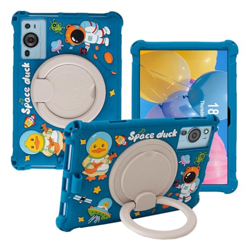 Étui rotatif portable en silicone bleu antichoc avec inclinaison modulable