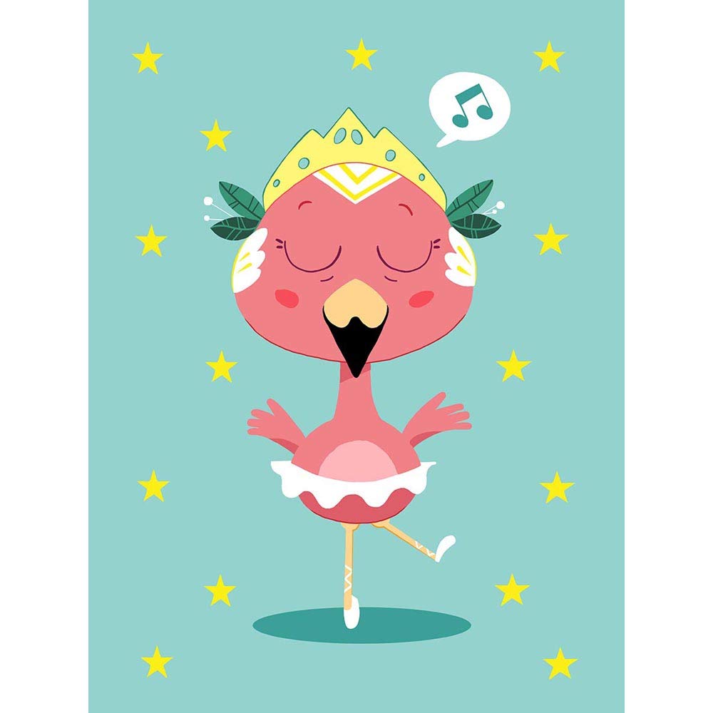 Wee Blue Coo Unframed Wall Art Kawaii Flamingo Ballet12X16 Inch from B&Q