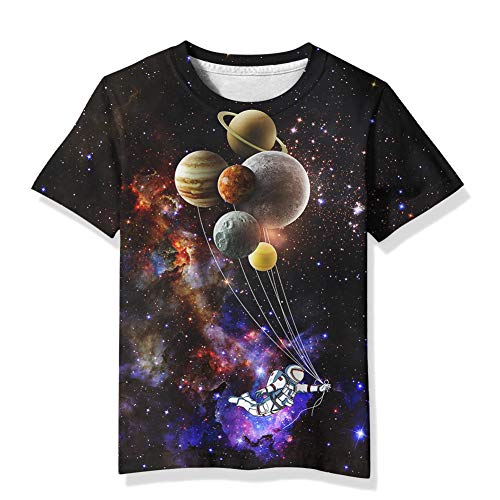 Image of Linnhoy Kids 3D Print Fashion Graphic T-Shirts for Boys Girls 6-16 Years | Unisex Colorful Short Sleeve, Crewneck, Breathable Fabric, Suitable for Daily Sport Festival Wear