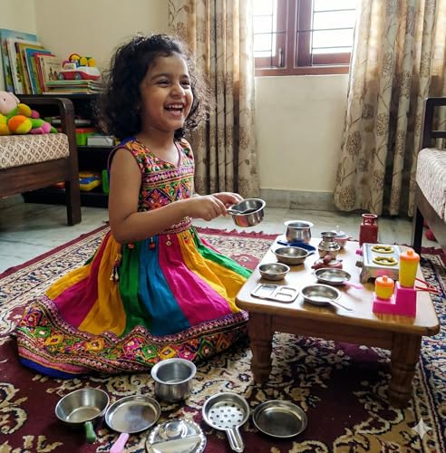 Image of 38 Pcs Miniature Kitchen Set for Kids Girls Boys,Kitchen Play Set,Stainless Steel Set,Toys for Girls,Prentend Play Toys Comes in a Zipper Pouch.