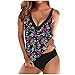 Produktbild TOPKEAL Damen Tiefer V-Ausschnitt Badeanzug Bademode mit Gepolstert Push Up Tankini Bikini Set Zweiteilige mit Triangel Bikinihose Strandkleidung Swimsuits (Rosa, S)