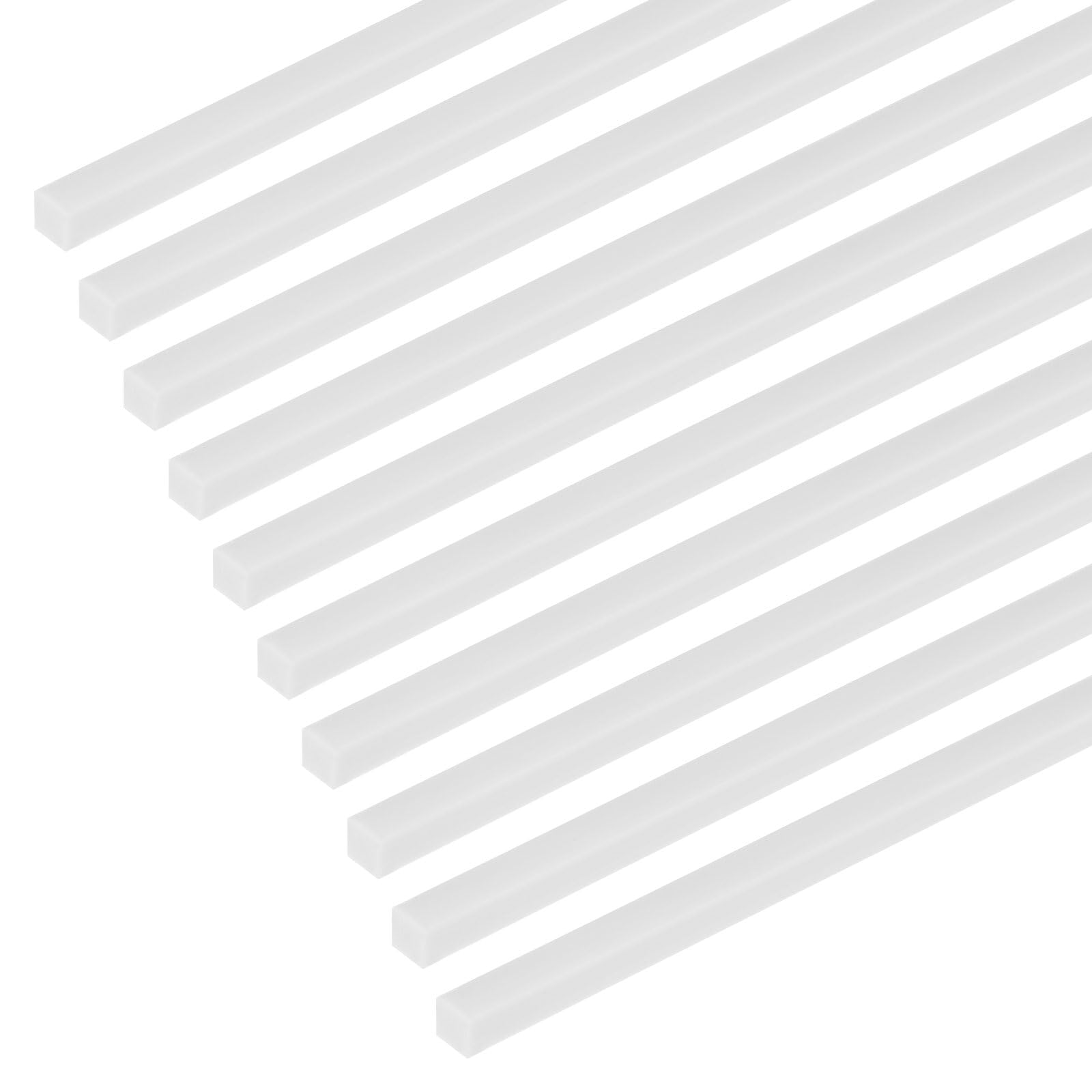 M METERXITY 20パックの四角いプラスチックバー棒 4mm x 250mm AB Sスムースプラスチックチューブ棒 DIYクラフトスティック/サンドテーブルモデル/シーンメイキング用 切りやすく塗りやすい[ホワイト]