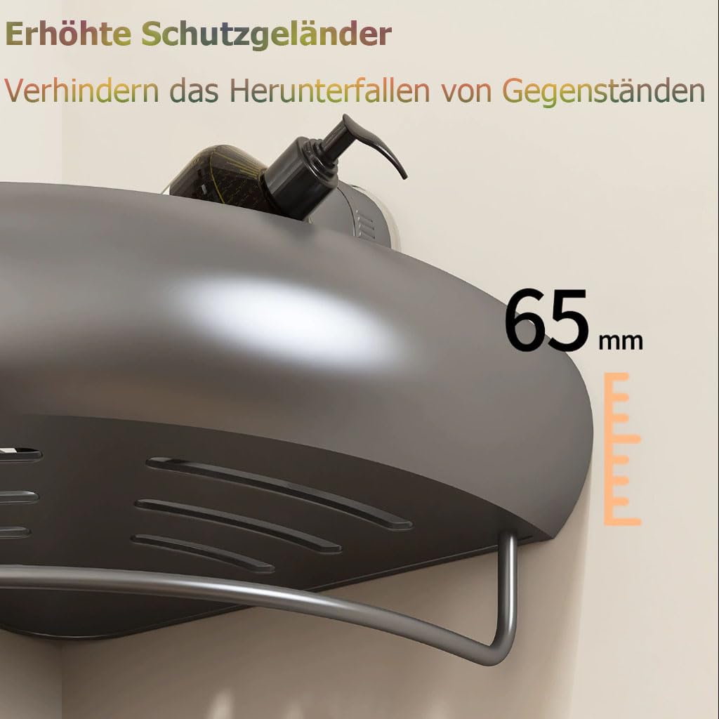 Estante de Ducha sin taladrar Estante de Esquina Triangular Organizador de baño con Soporte para Toallas y Ganchos, Estante ahorrador de Espacio para baño para Esquina de Ducha,Cremefarben,A