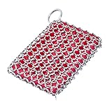 Cast Iron Skillet Cleaner,316 Stainless Steel Chainmail Cleaning Scrubber,Built-in Silicone...