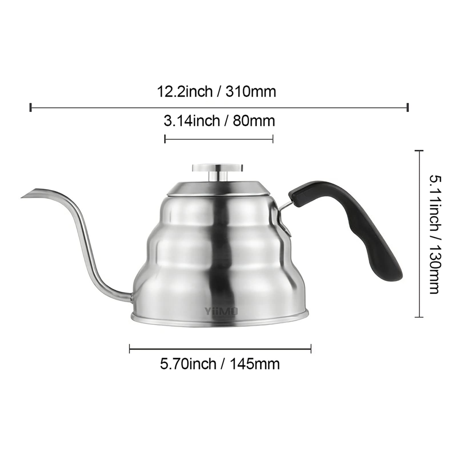 Hervidor de cuello de cisne, tetera para verter sobre café, tetera con control de temperatura, estufa de 1 litro, tetera de acero inoxidable de grado alimenticio para el hogar y la cocina
