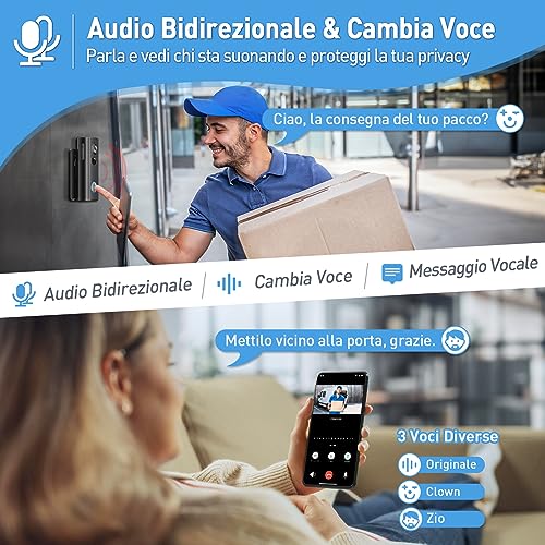 XTU 1080P HD Videocitofono Wifi Campanello Video