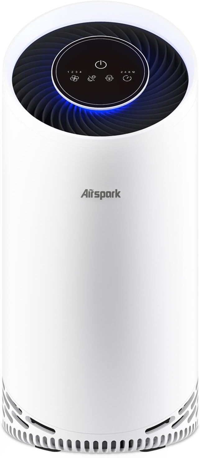 Air Purifiers for Home Large Room Bedroom Up to 2400 Ft² with 4-Stage Ture HEPA. Airspark Air Filter Captures 99.99% Dust Smoke Pollen Daner. Air Cleaner for Pet Hair Odor Eliminator 22dB Night Light product image