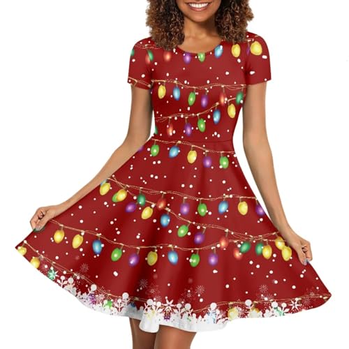 Image of POLERO Sunflower Dress for Women Floral Summer Dresses Short Sleeve Casual Sundresses Midi Dresses