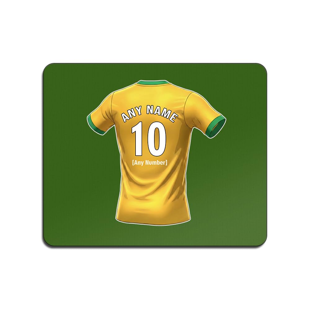 UNIGIFT Personalised Gift - Norwich Fan 3mm Green Mouse Pad (Yellow and Green Football Jersey Design) Custom Name Mat - Norfolk NR1 Club