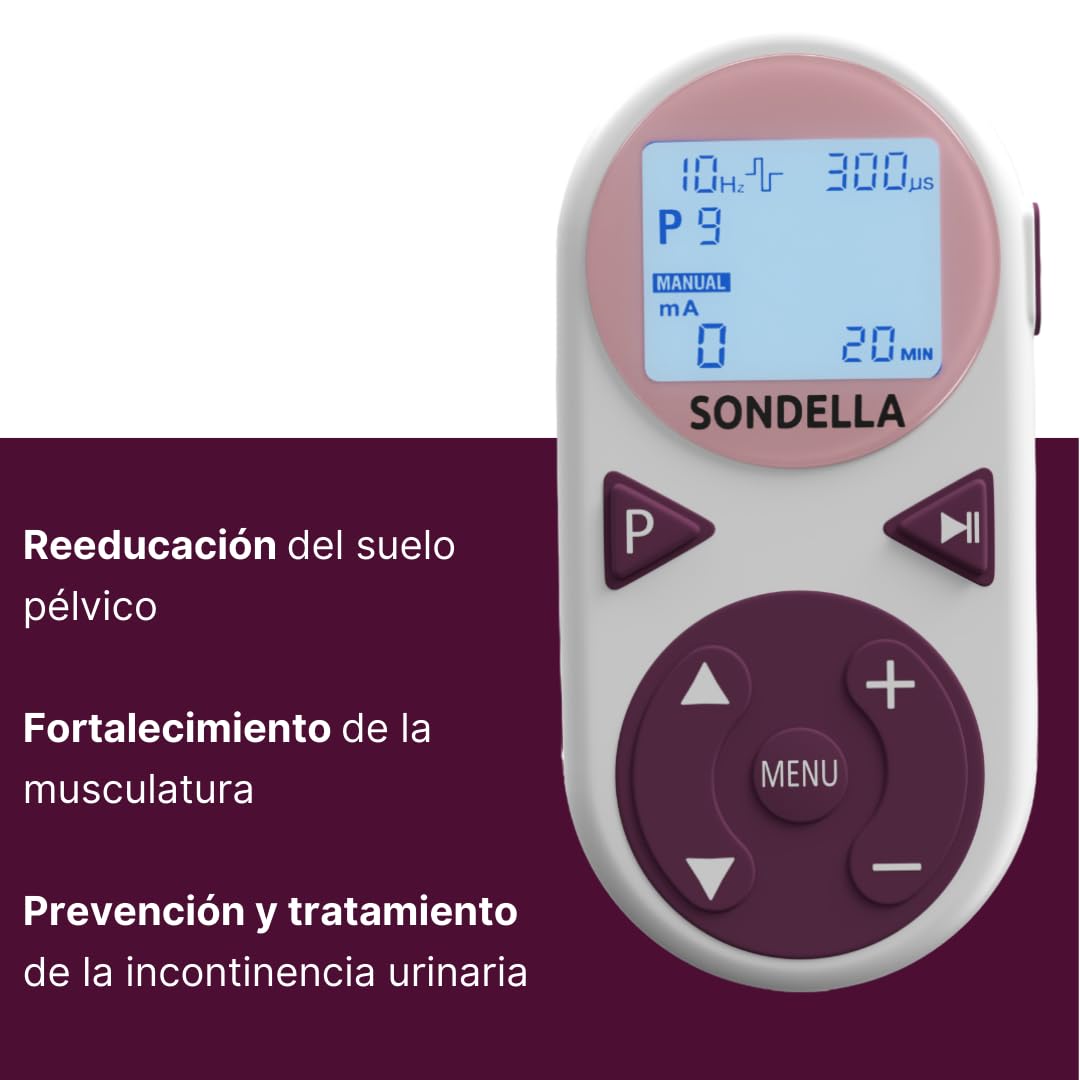 Tens Sondella Electroestimulador Suelo Pélvico 9 Programas Tratamiento Incontinencia Femenina, Fortalece Tonifica Suelo Pélvico | Incluye Sonda