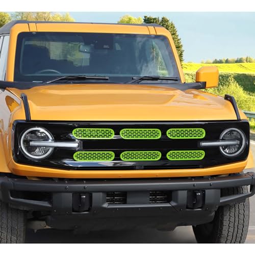 Image of Jimen Compatible with Ford Bronco 2021-2023, 6PCS Front Grille Inserts Mesh Grill Cover Exterior Trim Accessories (Green)
