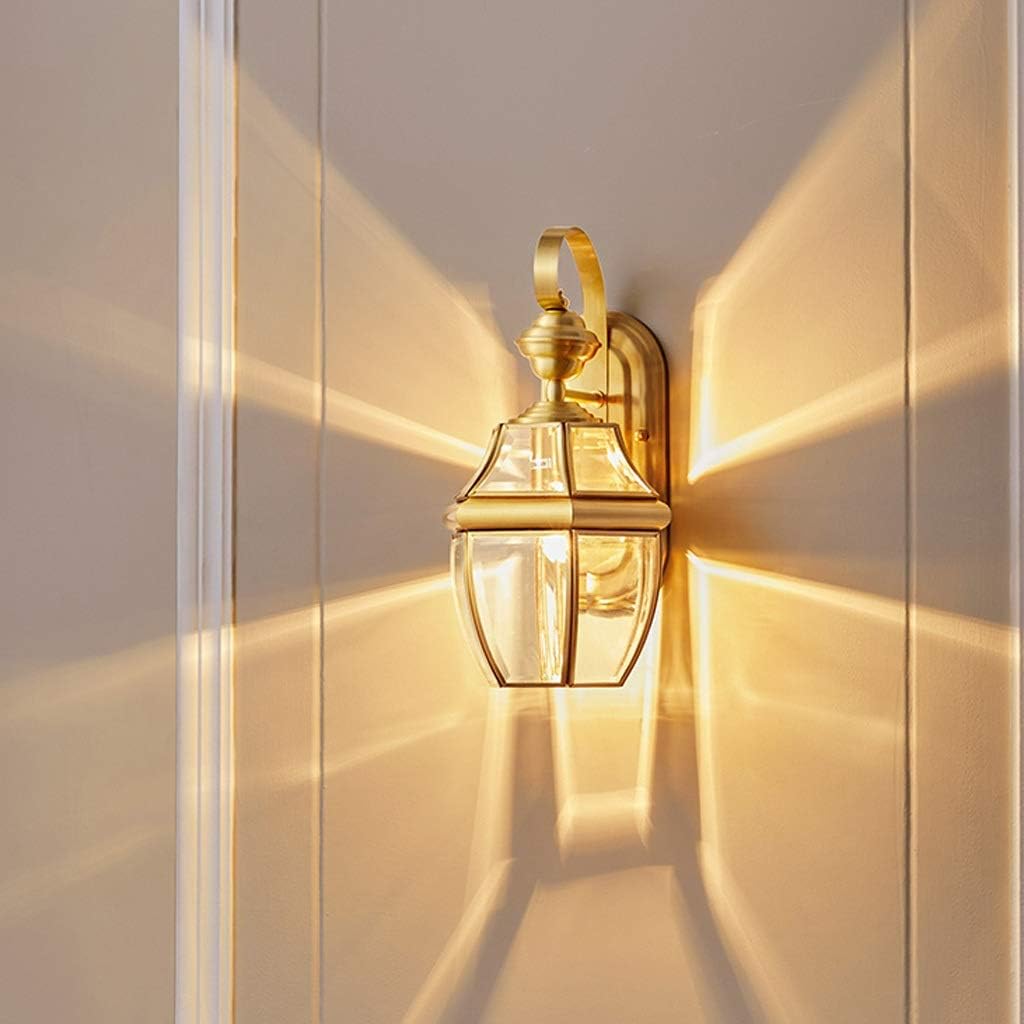 Wall Lamps,Copper Single Head Outdoor Wall Lamp, Outdoor Balcony Aisle Staircase Entrance Lamp Living Room Modern Minimalist Lamps, Clear