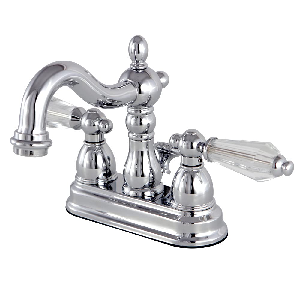 Kingston Brass KS1601WLL Llave de Grifo de baño de 10,16 cm con válvula Clic-clac de latón, Cromado, 4-3/4" in Spout Reach