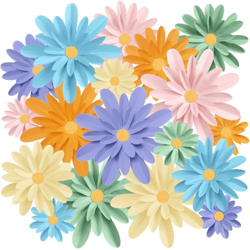 Image of MotiMind 18 Pcs Paper Flowers Bulletin Board Decorations DIY 3D Paper Floral for Wall Classroom Back to School Birthday Party Flower Backdrop Decoration Photo Backdrop(Pastel Color,6 inch 8 inch 10 inch)