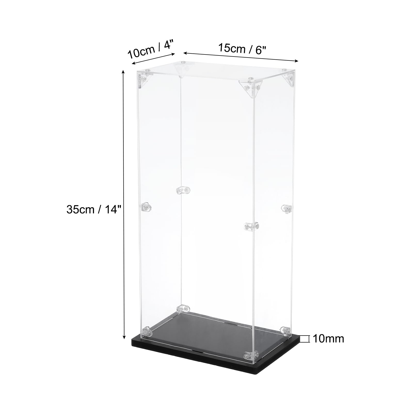 QUARKZMAN Caja De Exhibición Acrílica 10x10x15 Cm – Transparente, Antipolvo Y Desmontable Para Figuras Y Coleccionables