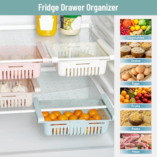 Organiseur de tiroir de réfrigérateur boîte rangement rétractable