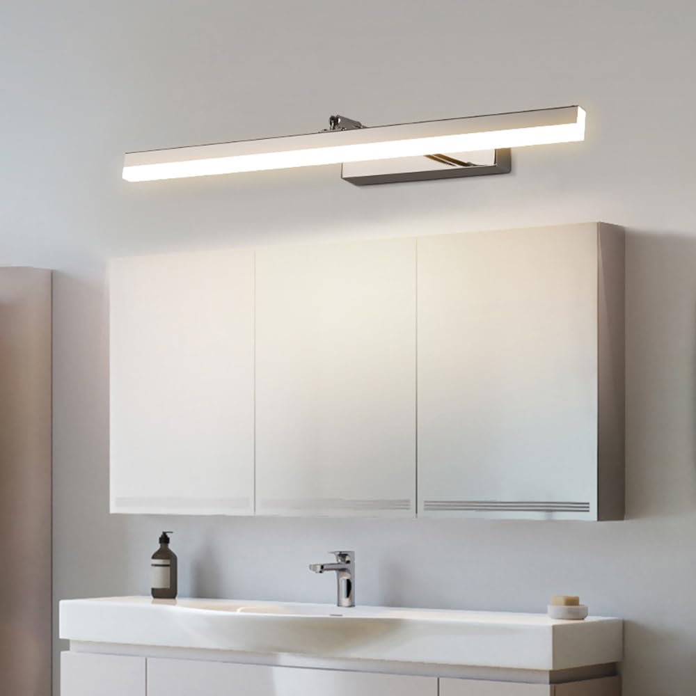 Genérico Lámparas de baño sobre Espejo, lámparas LED para baño, Apliques de Pared sobre Espejo con Brazo retráctil, Acabado Plateado, Apliques de Pared Minimalistas para Interiores.