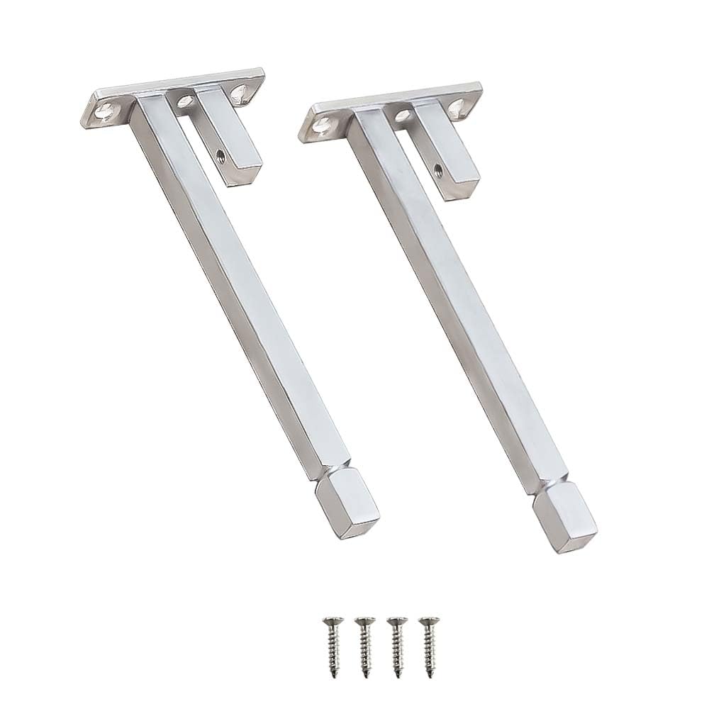 Volo Adjustable Stainless Steel F Type Glass Shelf Bracket Square for 6mm/ 8 mm/ 10mm/ 12mm Glass (6"- 150 mm, 2)