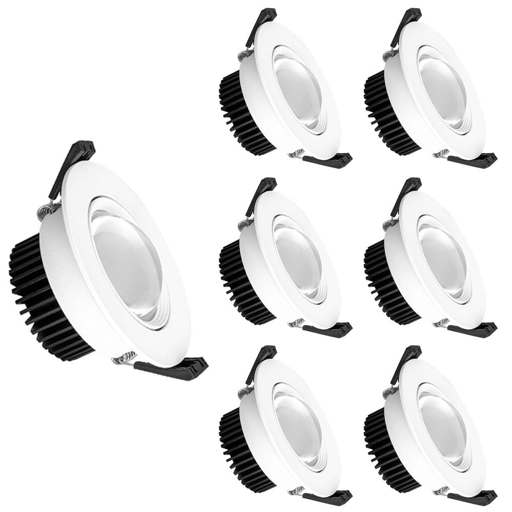 BHGFYXBS 7 Pack 7W Anti-Glare Led Embedded Ceiling Lamps,Round Panel Ceiling Lights, Modern Simple Aluminum Spotlight, Indoor Home Recessed Mounted Mall Commercial Lamp,3000K