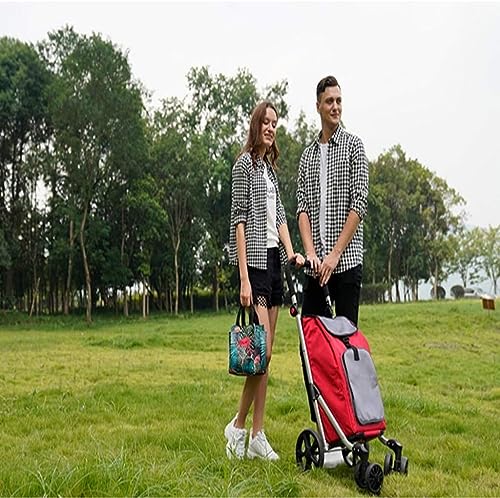 QZQJUILU Einkaufstrolley Einkaufswagen Einkaufswagen Klappbar Vierrädriger Einkaufswagen Faltbarer Leichter Einkaufswagen Einkaufswagen Auf Rädern Faltbar – Bild 7