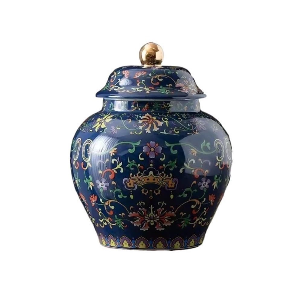 Pojemnik na herbatę Klasyczny emaliowany ceramiczny pojemnik na herbatę, duży, czarno-zielony, zamykany słoik do przechowywania w domu(Blue)