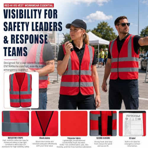 Image of AYKRM 12 colour High visibility viz vest hi vis viz reflective work construction safety vest (XS-8XL)