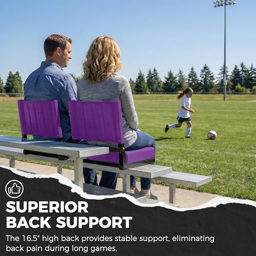 Image of SPORT BEATS Stadium Seats with Back Support Bleacher Chairs with Back and Cushion Thick Padded Bleacher Seats Includes Shoulder Strap Dark Purple 2pcs Regular - 17 inch W x 12 inch D x 16.5 inch H