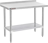 Vista 74 de DuraSteel Carrito de acero inoxidable NSF de 30 x 72 pulgadas, mesa de preparación de alimentos resistente con estante inferior, isla de cocina
