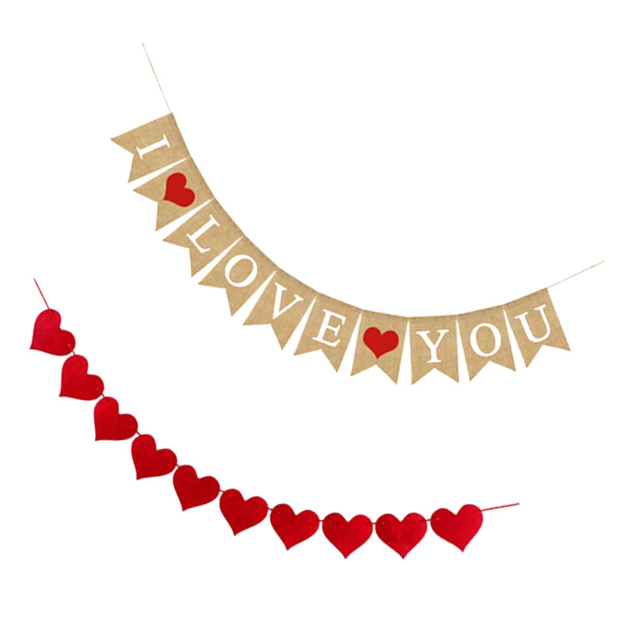MAGICLULU 3 Sätze Pull-flag Zum Valentinstag Dekorative Hängende Girlanden Plissierte Fanfahne Herz Küchendekoration Hochzeitsbanner Hängende Ornamente Leinenanhänger Leinen- Rot 2 Stück * 3