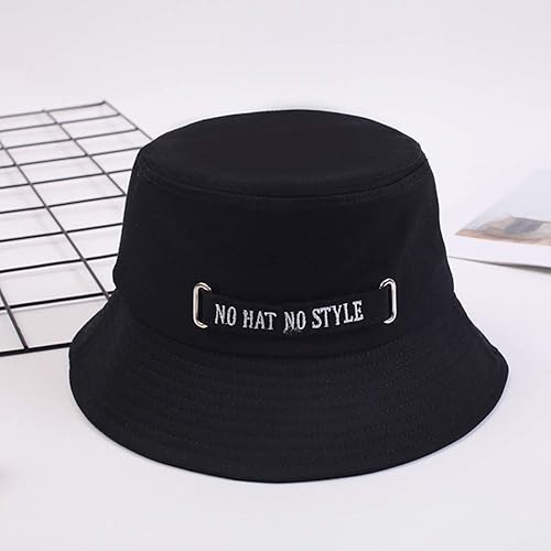 Miniatura 6 de KESYOO 1 sombrero de sol de verano patrón de letra pescador sombrero transpirable suave protección UV cubo sombrero (negro, M 22.0-22.8in)